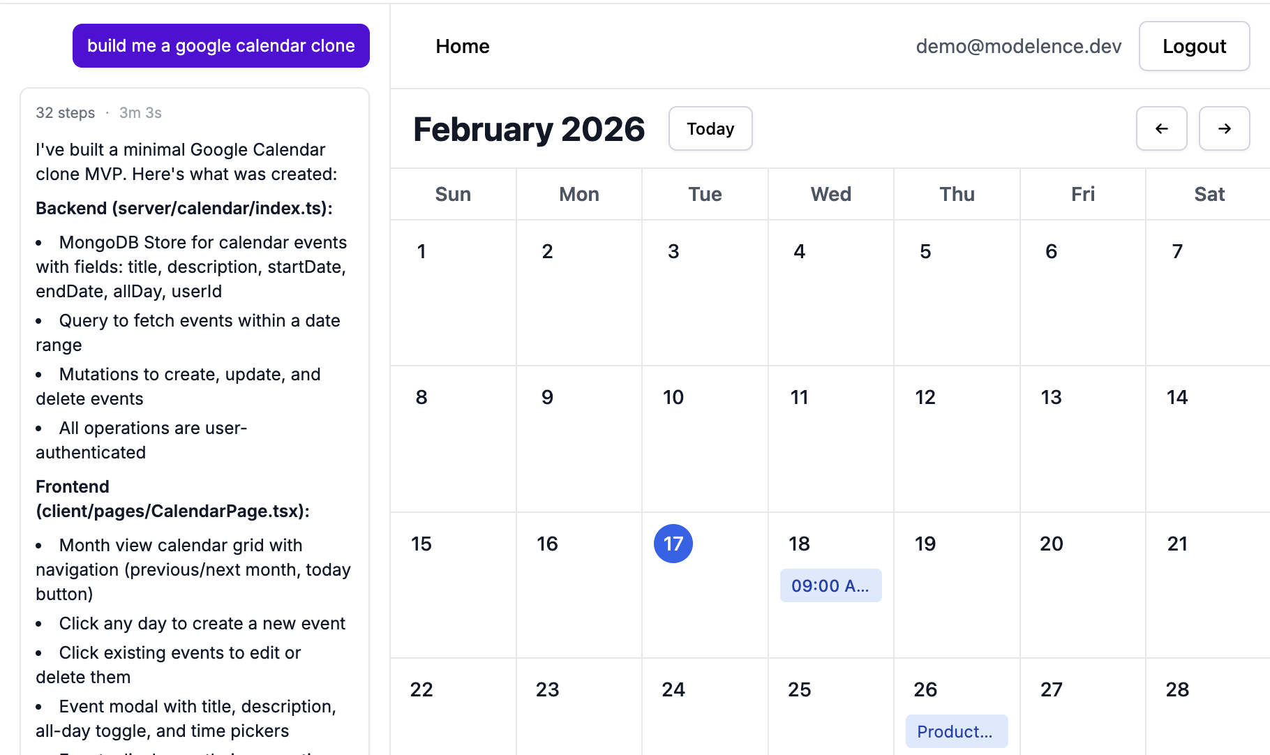 Modelence App Builder gallery image