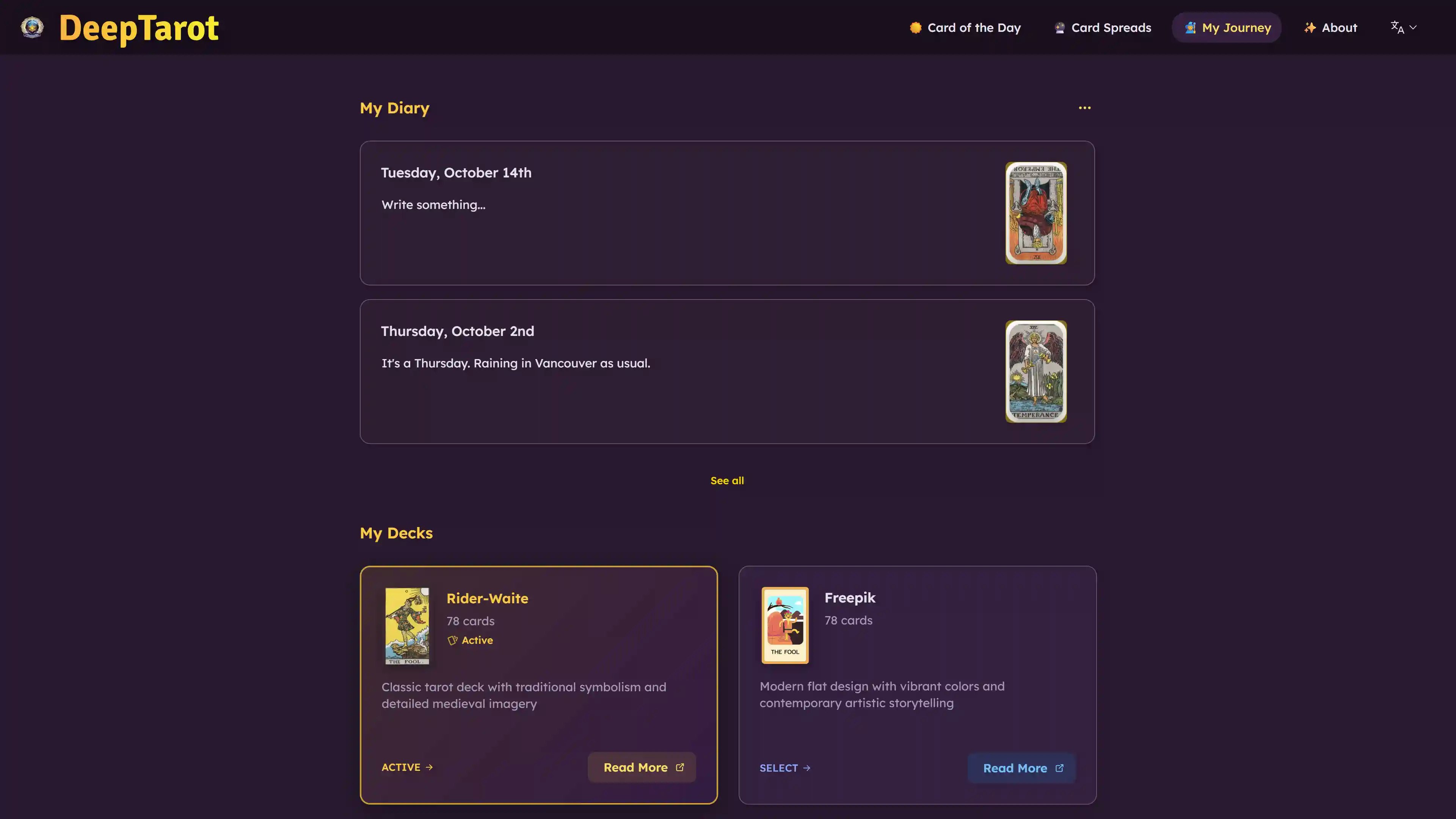 Diepe Tarot - De beste tarot-app met 3D-animaties, AI en 0-tracking! media 15