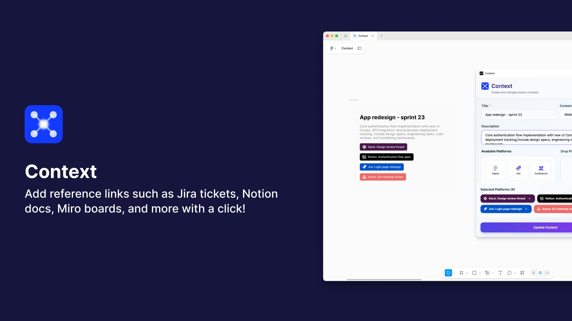 Context Figma Plugin - Main screenshot showing features and interface