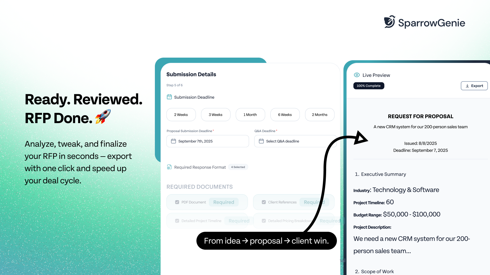 Free RFP Generator by SparrowGenie gallery image