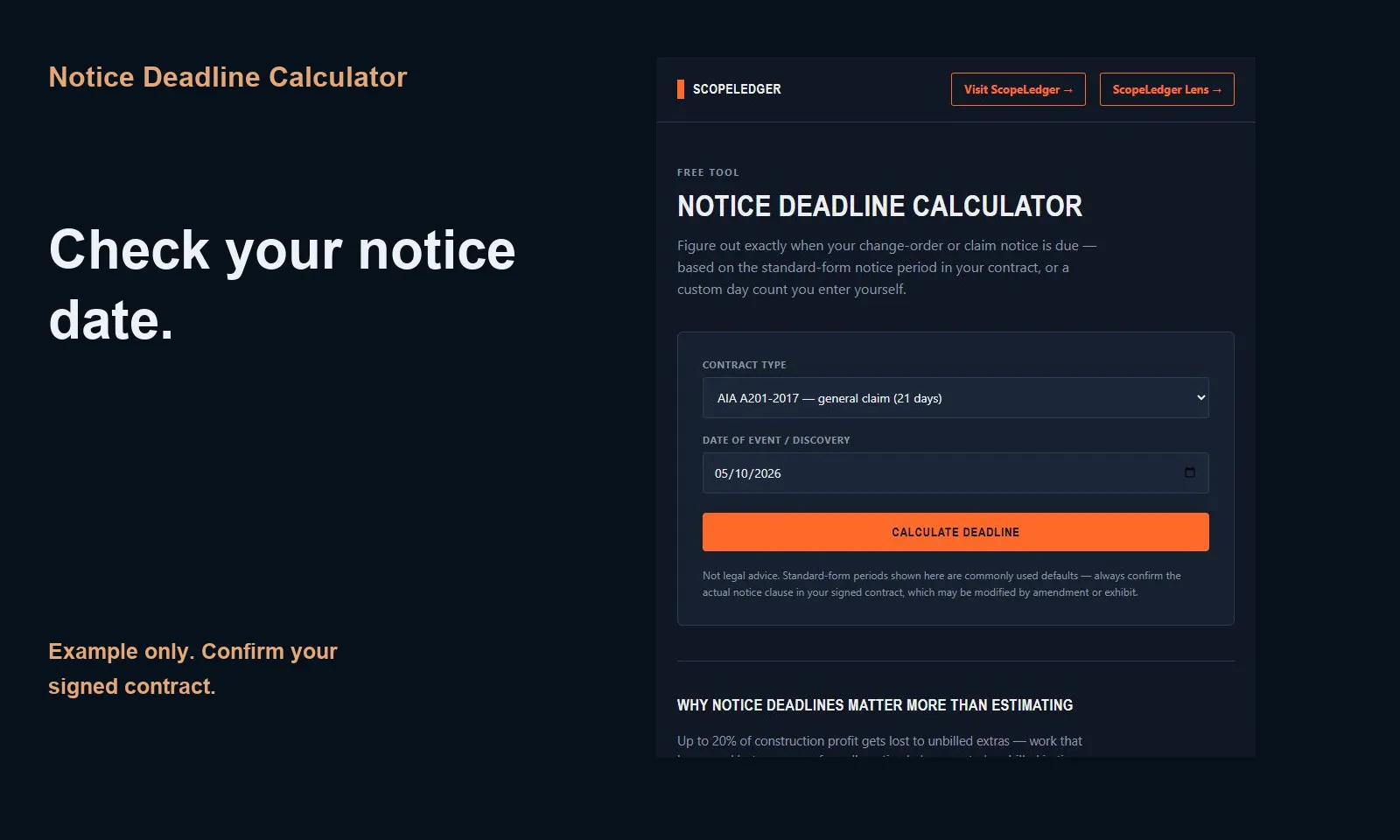 ScopeLedger Notice Deadline Calculator gallery image