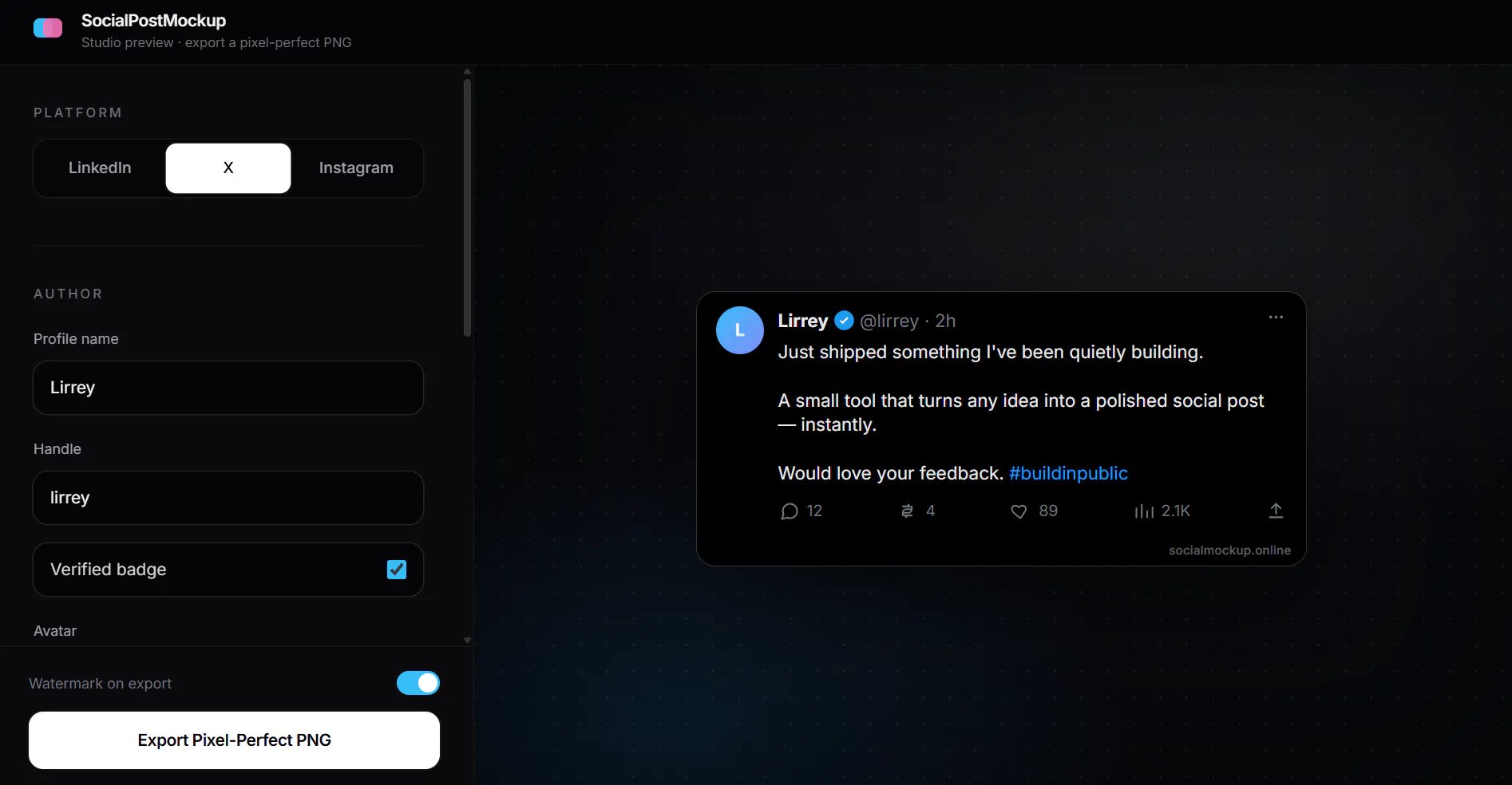 SocialPostMockup