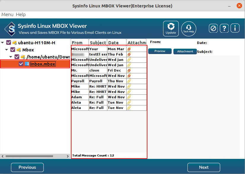 Sysinfo Linux Mbox Viewer media 3