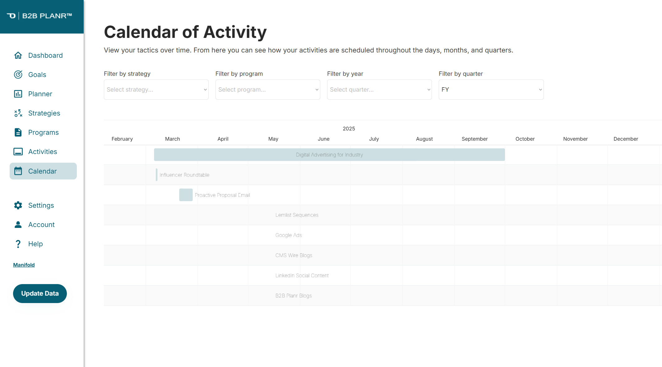 B2B Planr - Plan & track B2B marketing activities, budgets, and results media 6