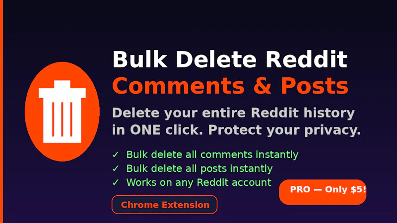 Bulk Delete Reddit Comments & Posts screenshot 1
