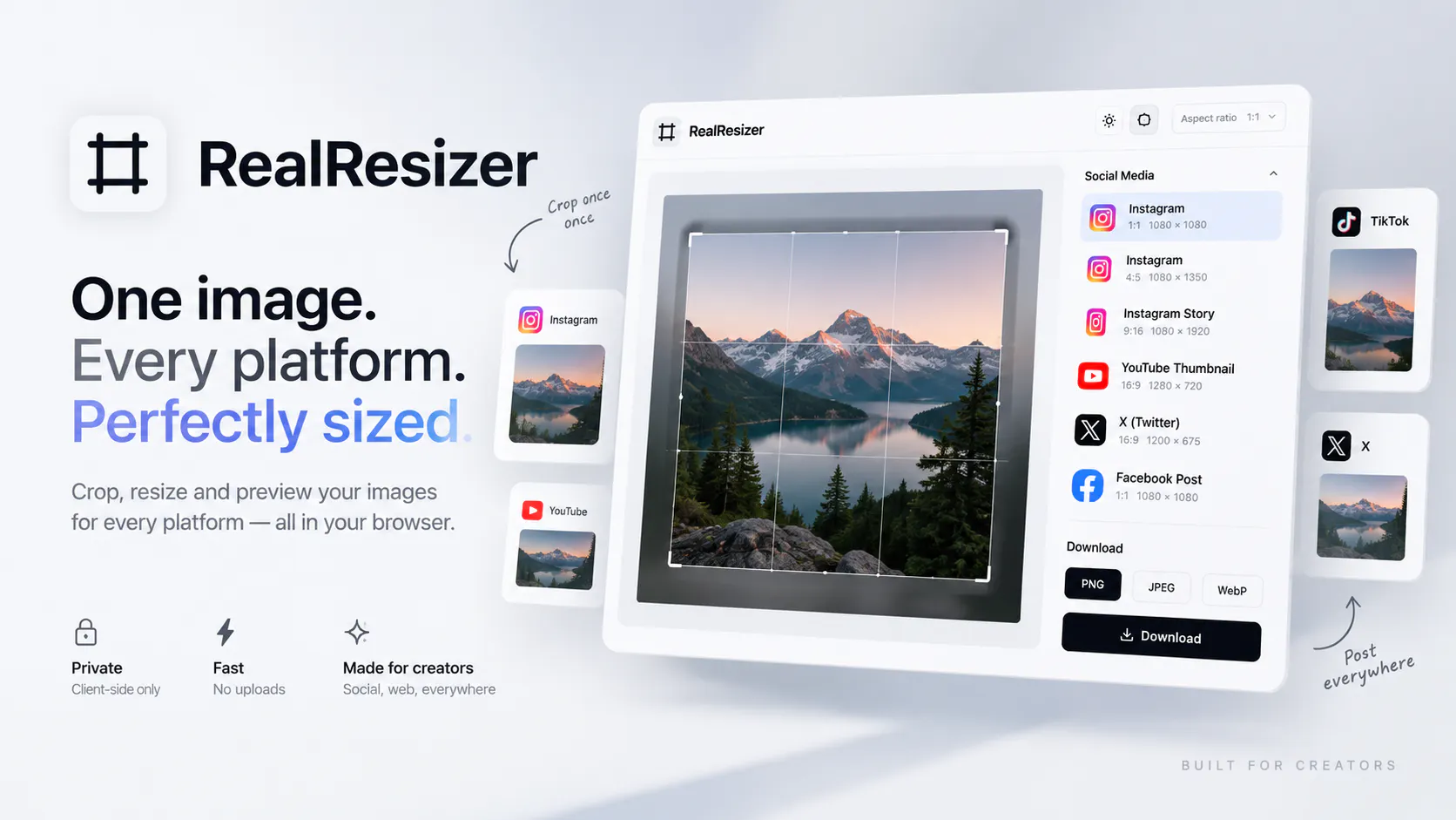 RealResizer — One Image, Every Platform.
