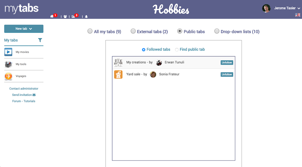 myTabs - database gallery image