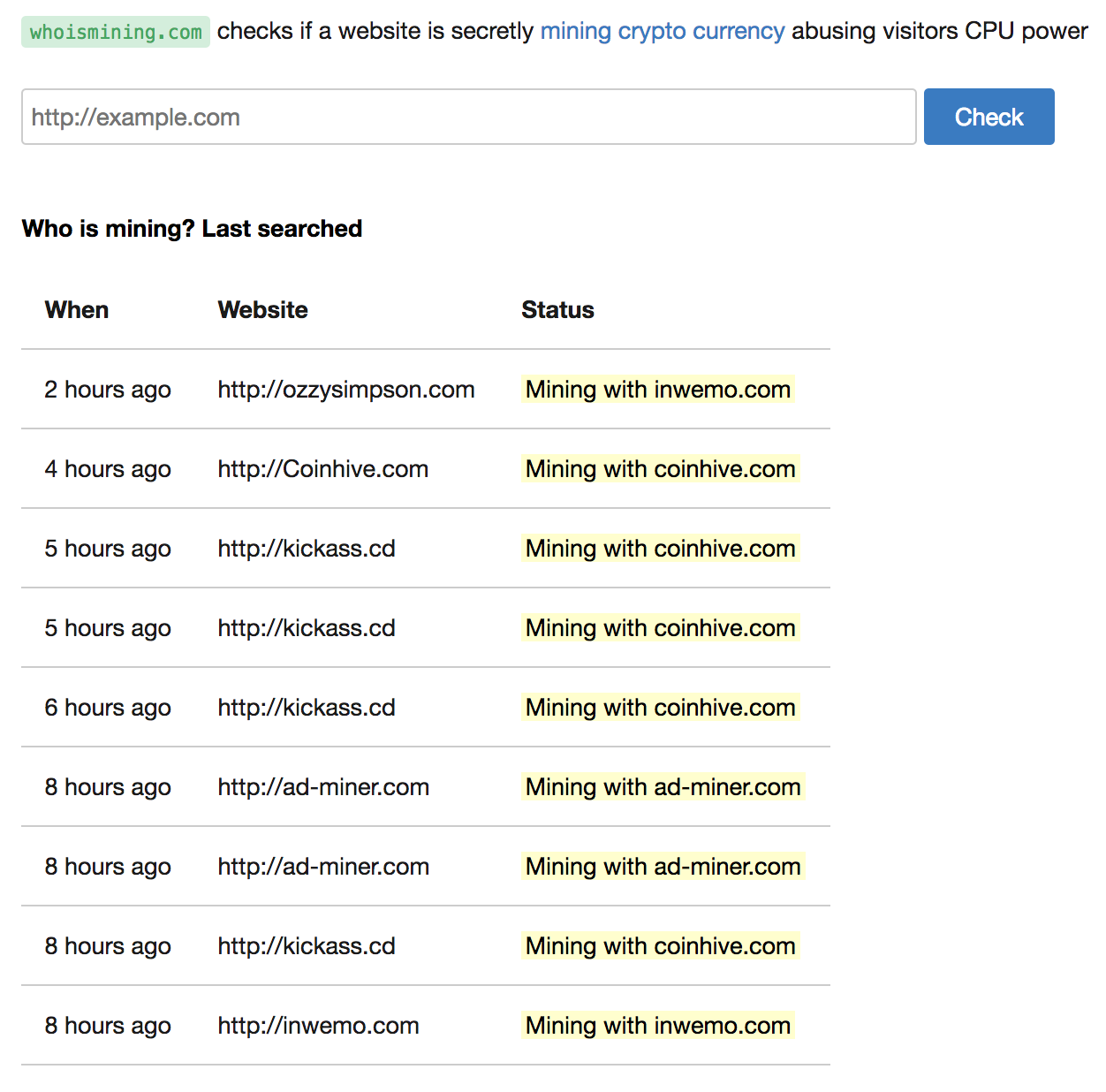 Who is mining?: A simple tool to see which sites are mining cryptocurrency  | Product Hunt