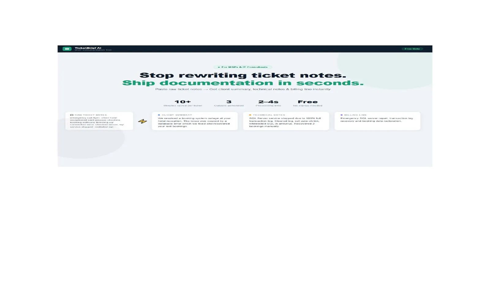TicketBrief AI screenshot 1