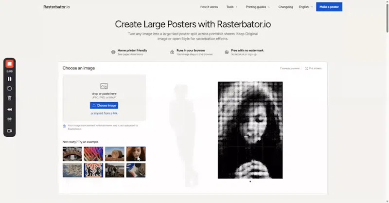 Rasterbator.io screenshot 1 (video preview)