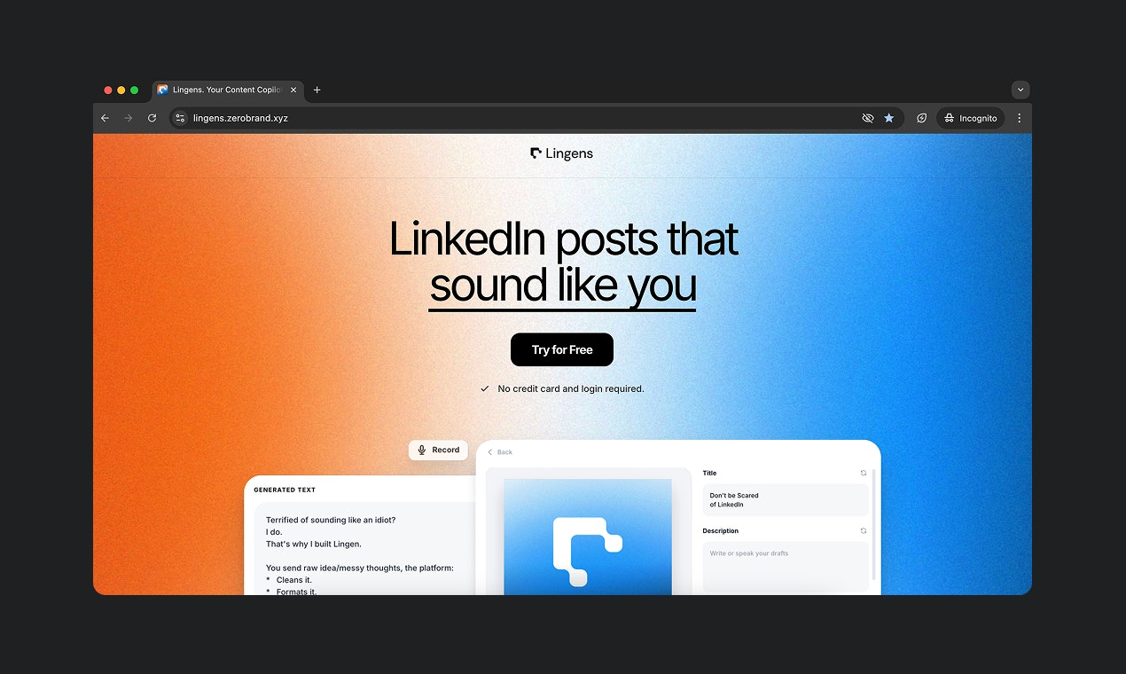 Lingens. Your Content Copilot gallery image
