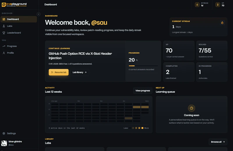 CVE Playground screenshot 3