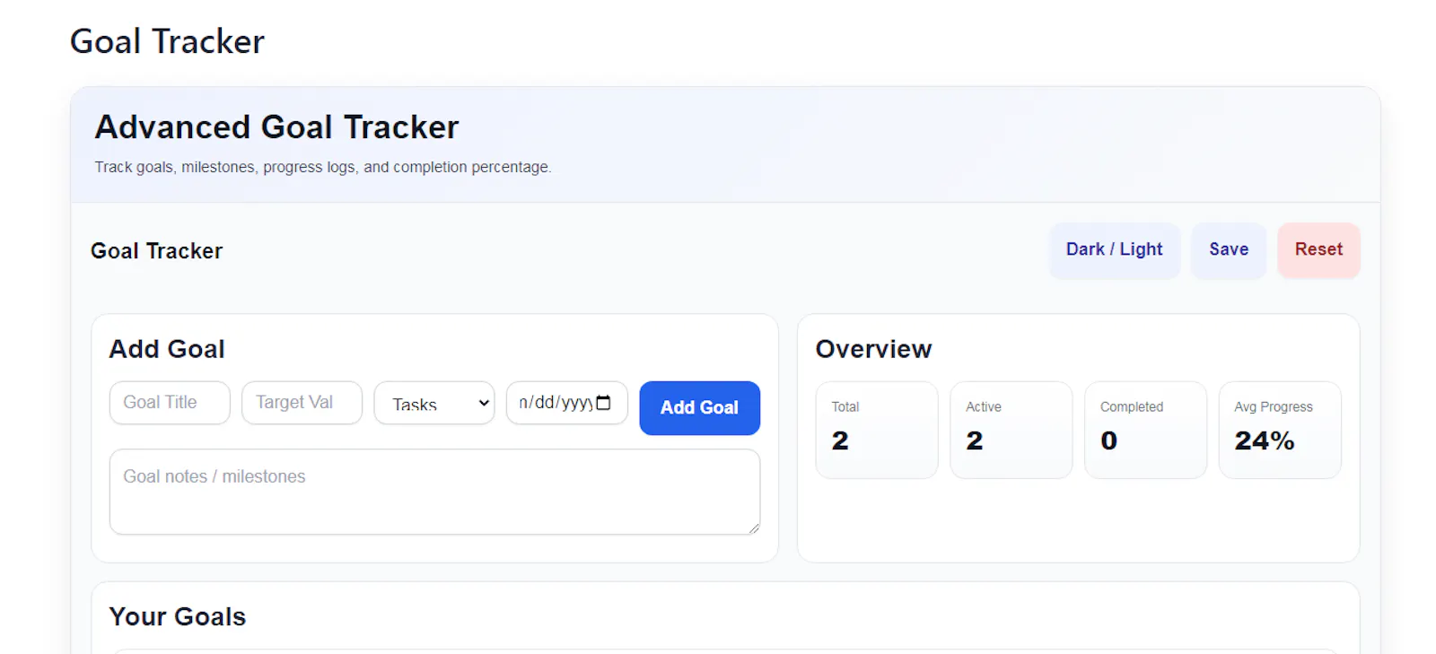 Goal Tracker screenshot 1