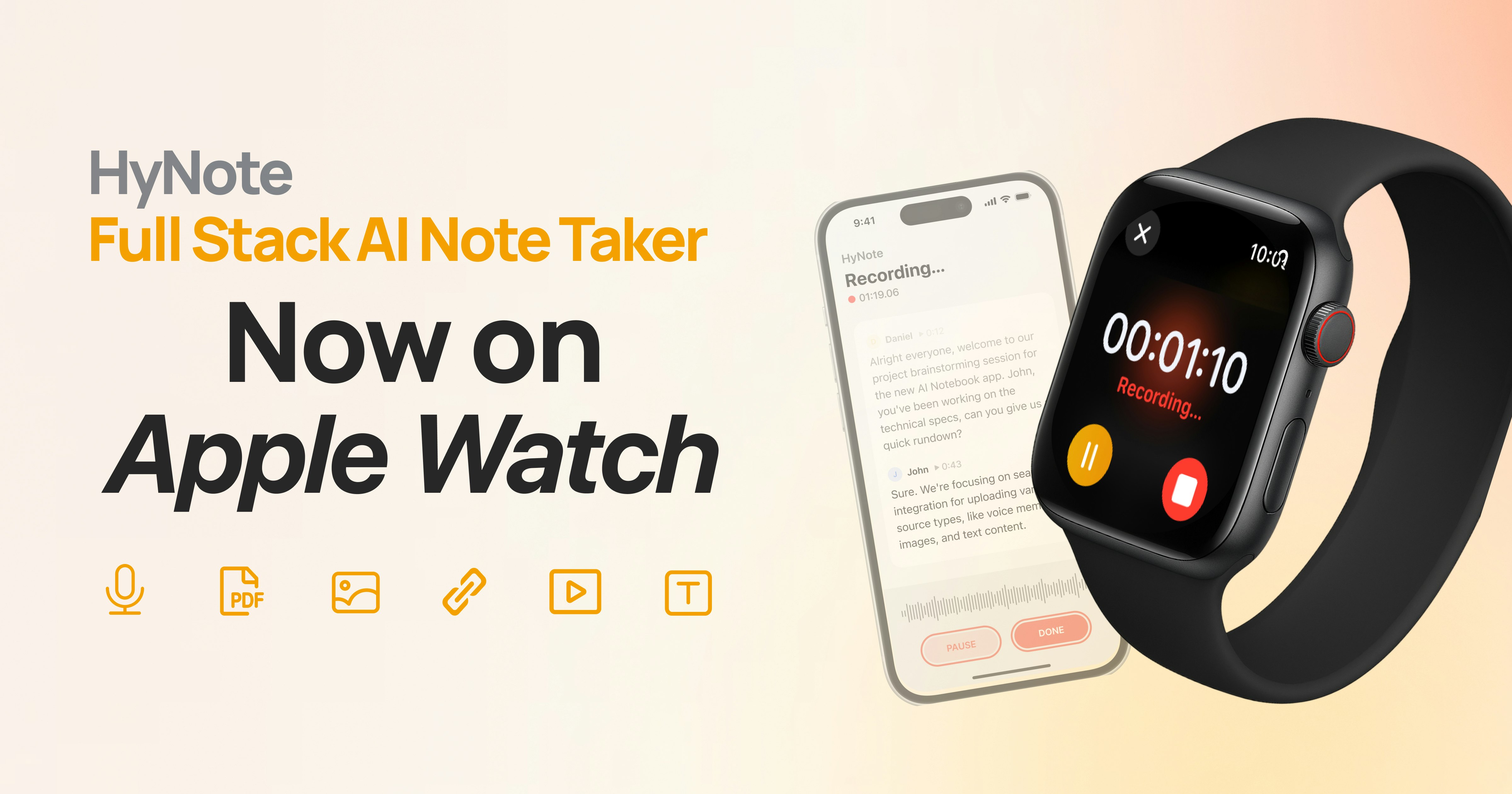 Apple Watch上的Hynote - 与Apple Watch一起现场录制媒体2