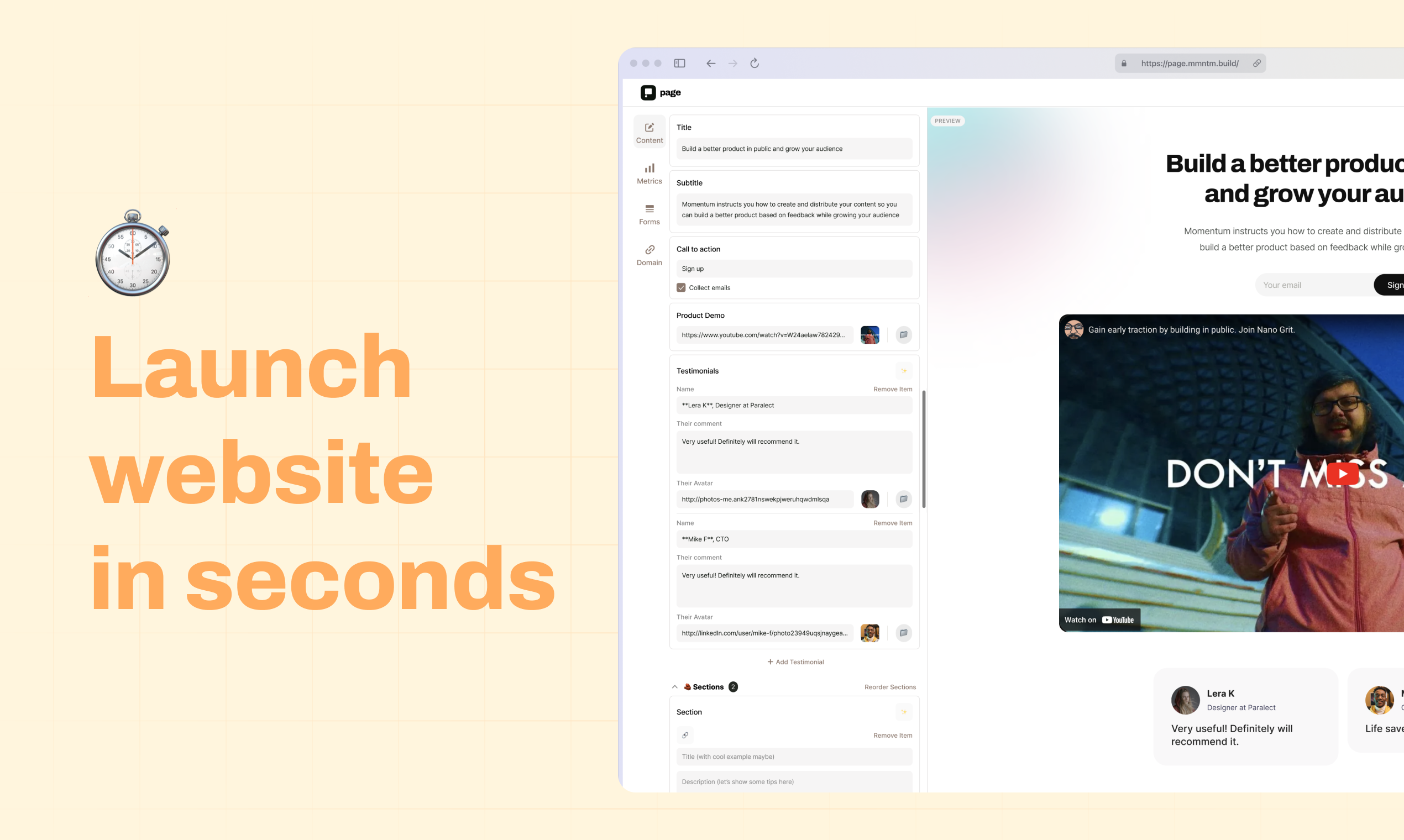 Média Page d'élan - Lancez votre site Web en quelques secondes, obtenez des utilisateurs en quelques minutes 2