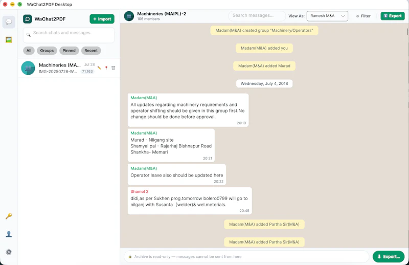 WaChat2PDF screenshot 2