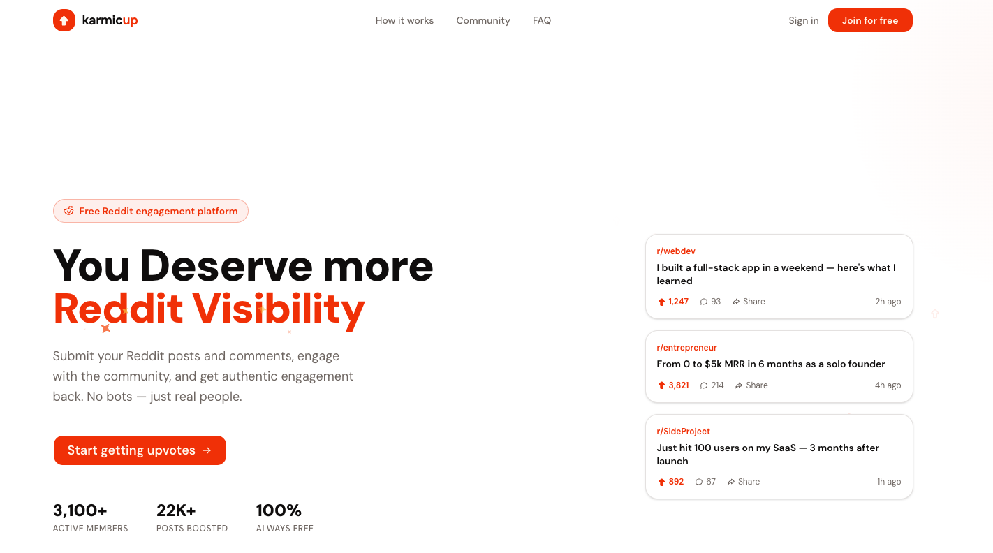 Karmicup - Free Reddit Upvotes gallery image