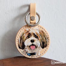 Pet Portrait Leather Painting Keychain gallery image