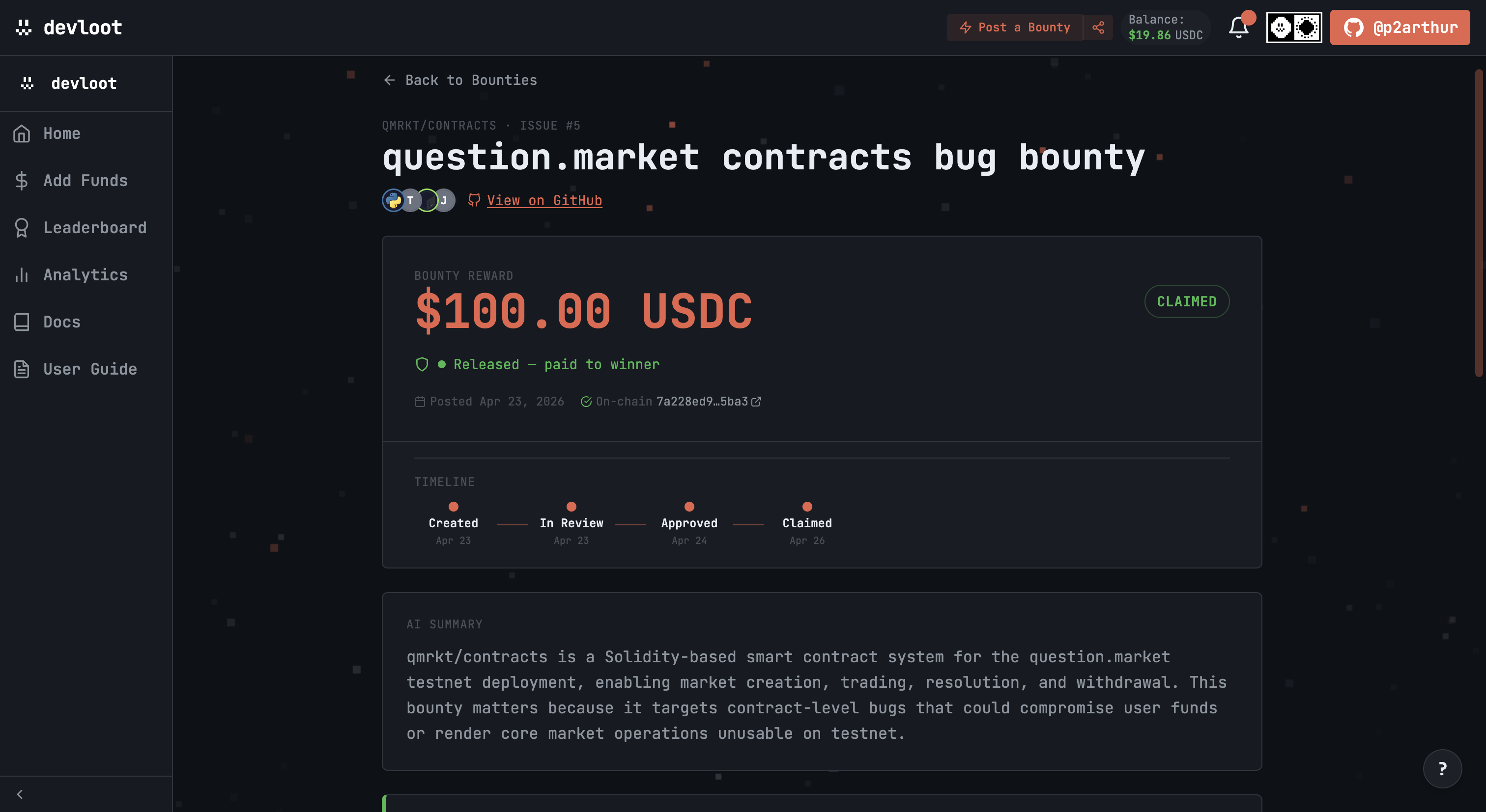 Devloot.xyz - Monetize Github issues gallery image