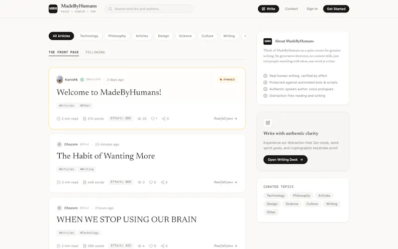 MadeByHumans screenshot 1