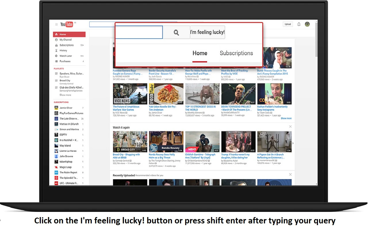 YouTube "I'm Feeling Lucky"