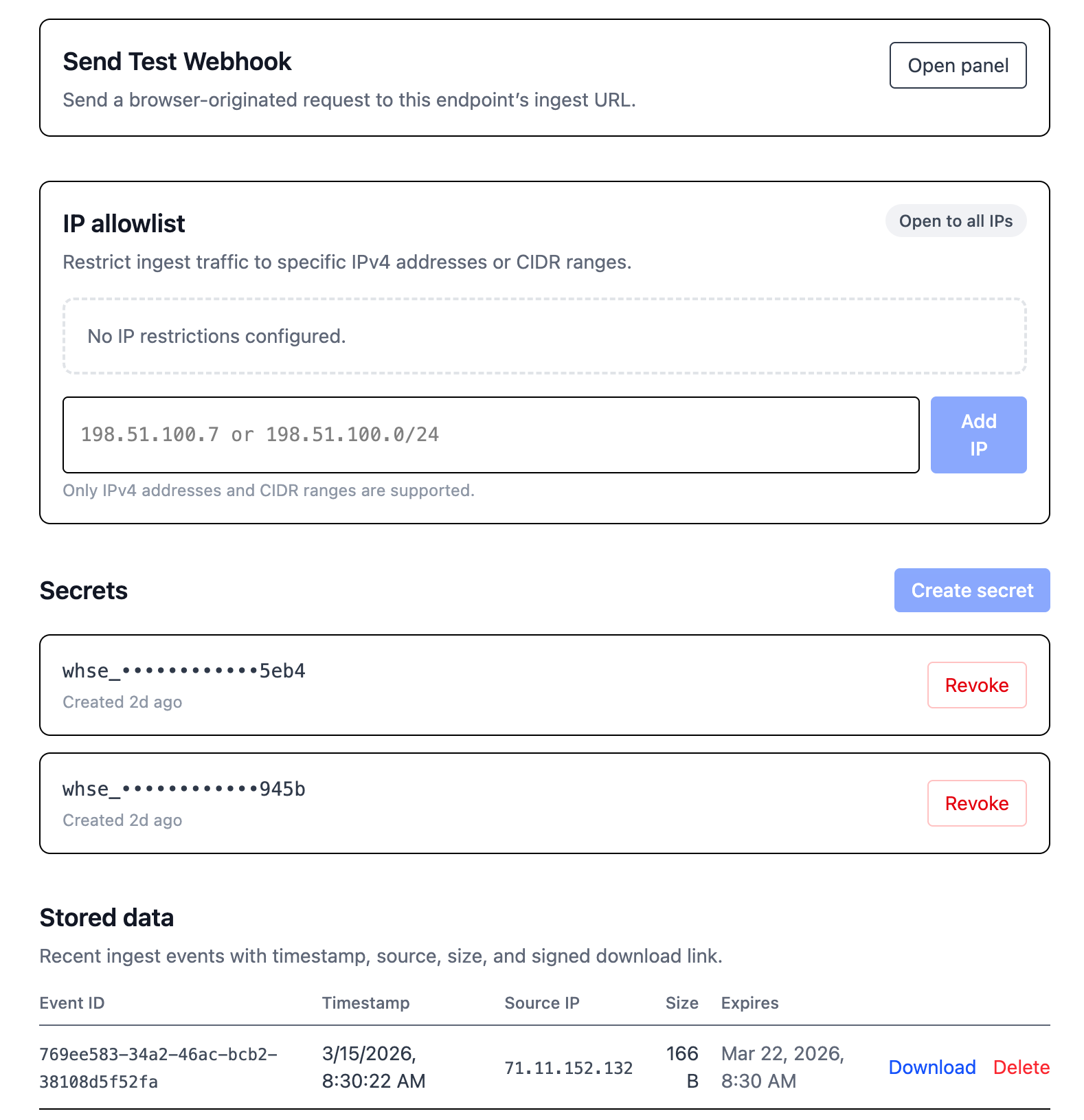 webhookstorage - Screenshot 2 showing product features and functionality