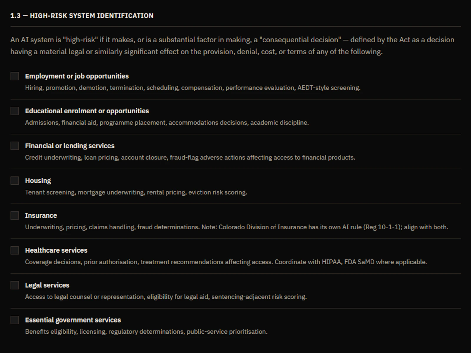 Colorado AI Act Readiness Toolkit screenshot 4