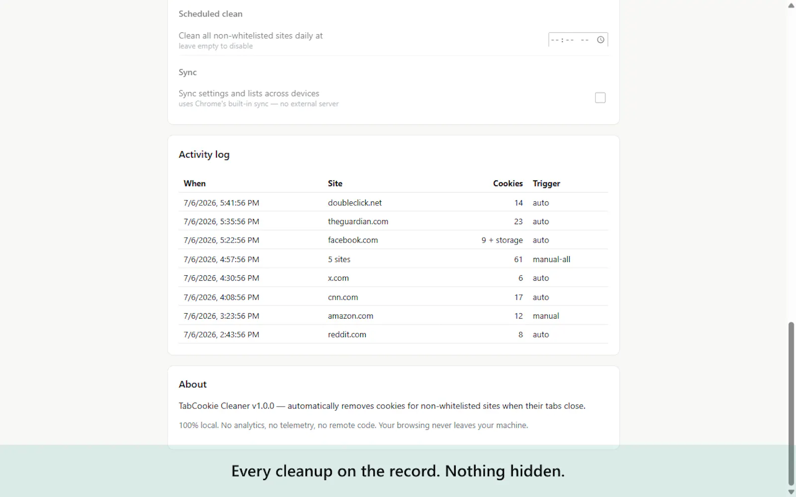TabCookie Cleaner screenshot 4