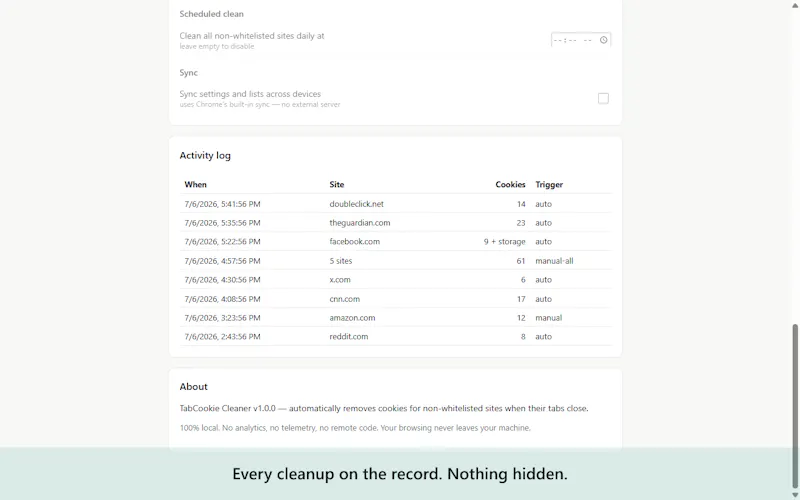 TabCookie Cleaner screenshot 4
