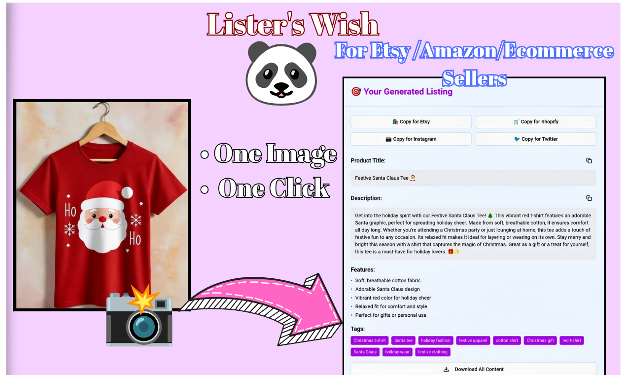 Lister's Wish (AI , image to listing) - Main screenshot showing features and interface