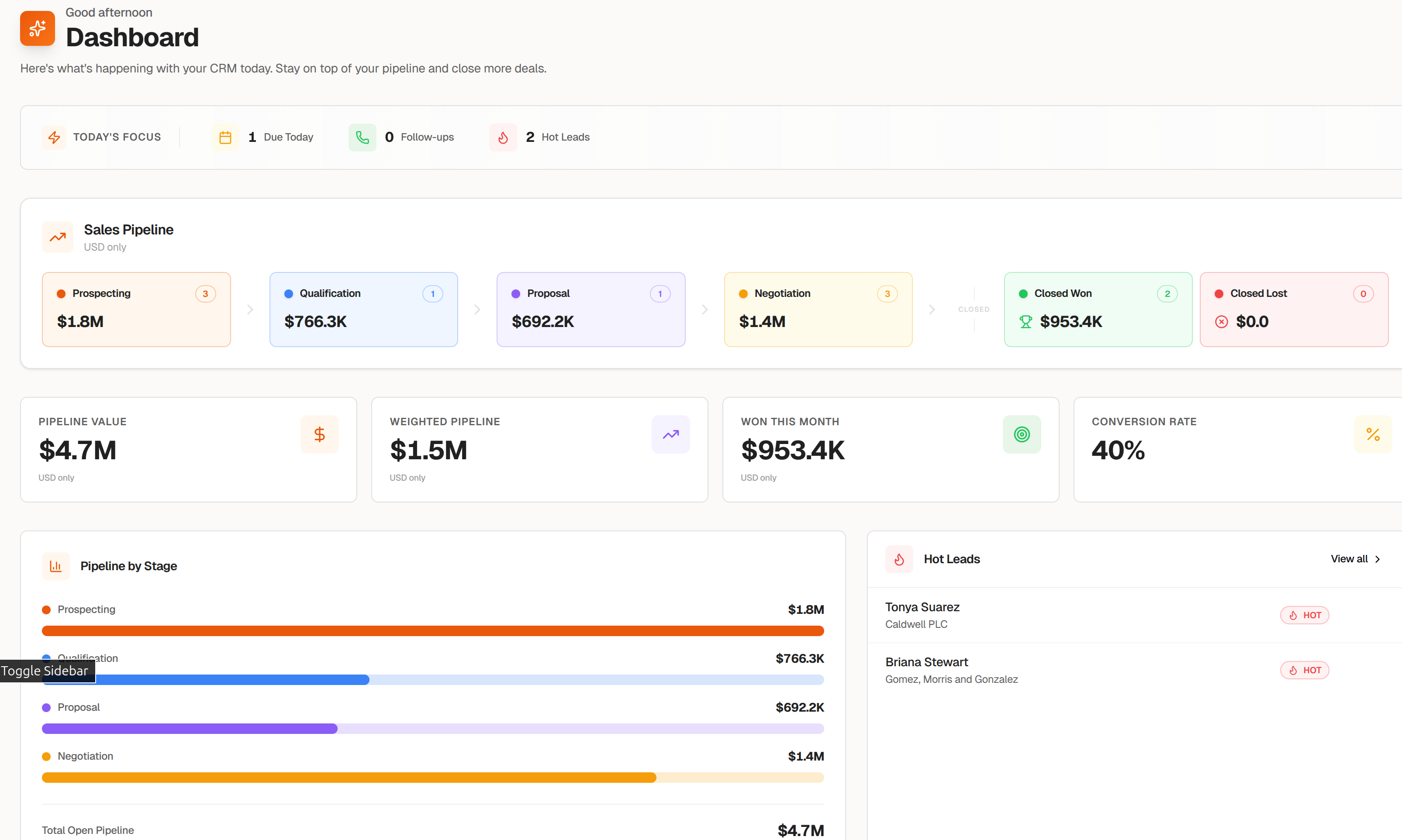 BottleCRM - Main product screenshot demonstrating key features and user interface