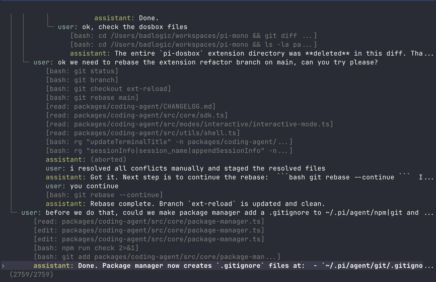 Pi Coding Agent screenshot 2