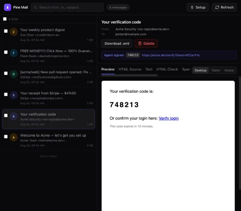 PineMail screenshot 5