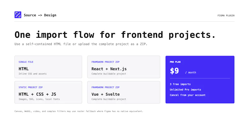 Source → Design: HTML, React to Figma screenshot 3