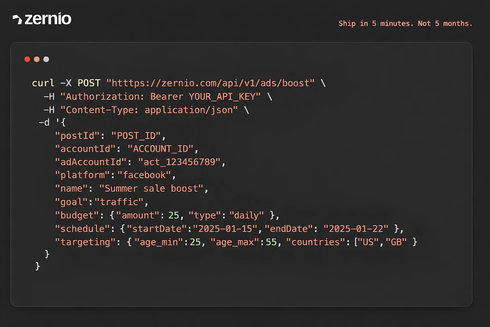 Zernio Ads API screenshot 5