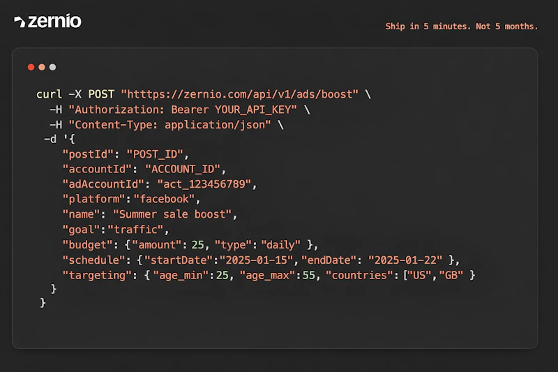 Zernio Ads API screenshot 5