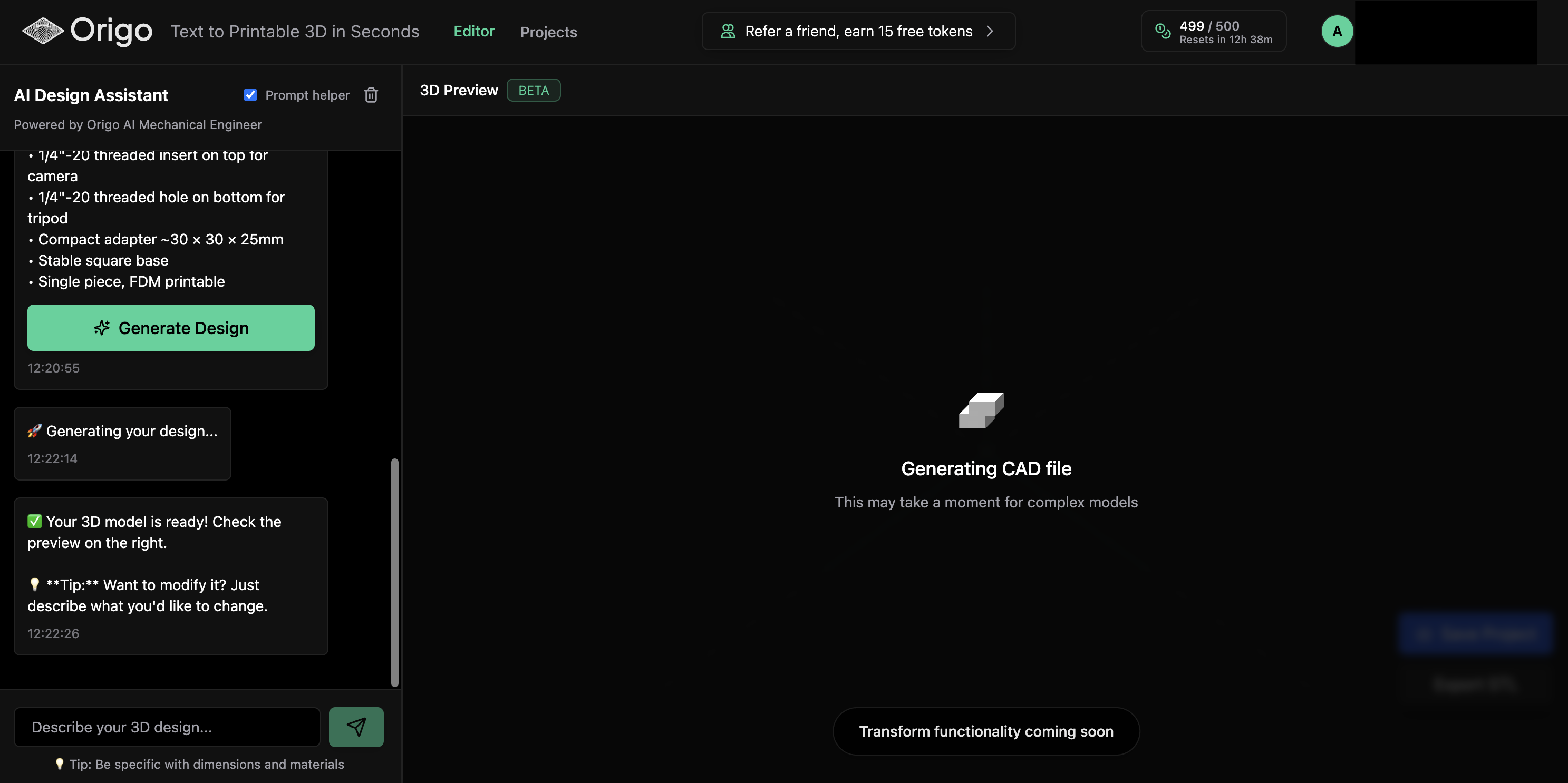 Origo | Vibe Build Things - Screenshot 2 showing product features and functionality
