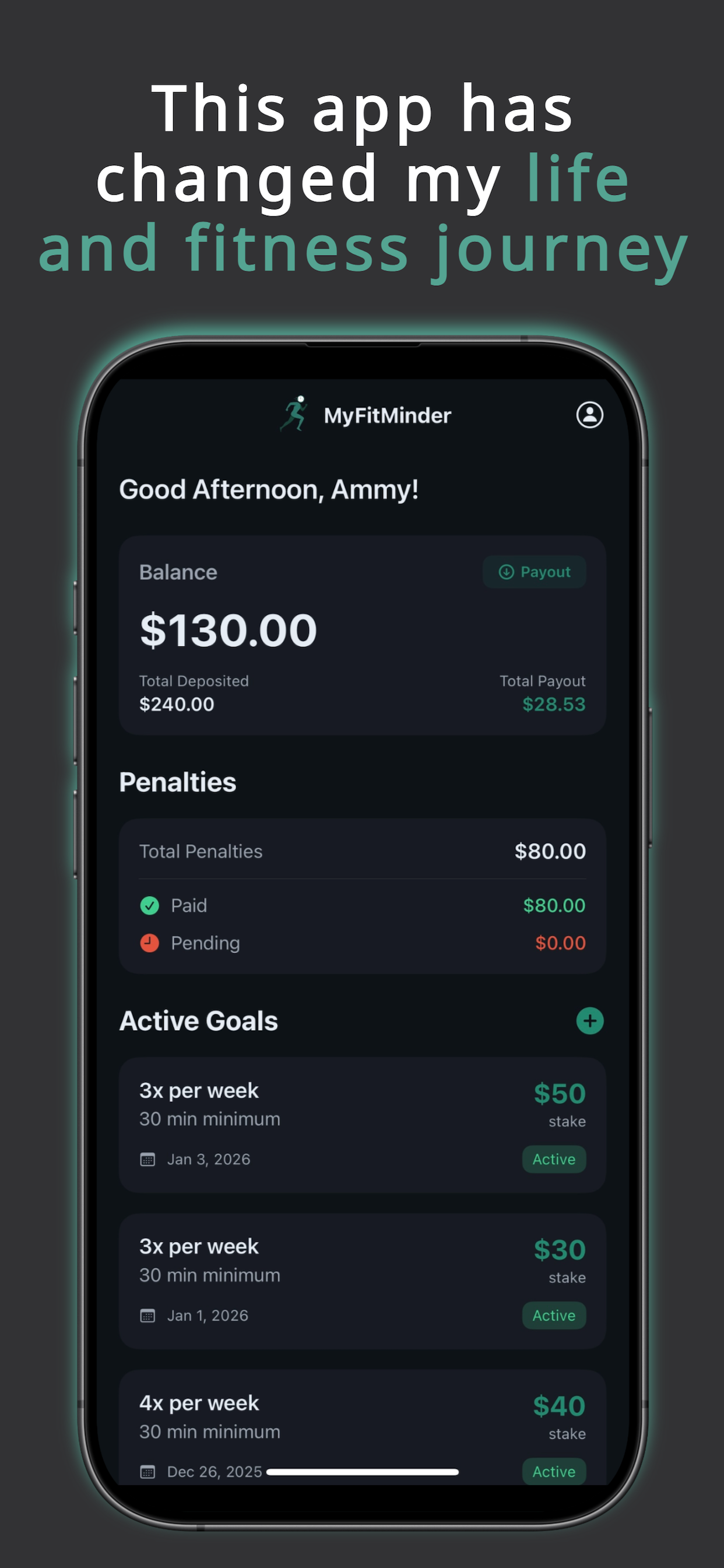 MyFitMinder - Screenshot 3 showing product features and functionality
