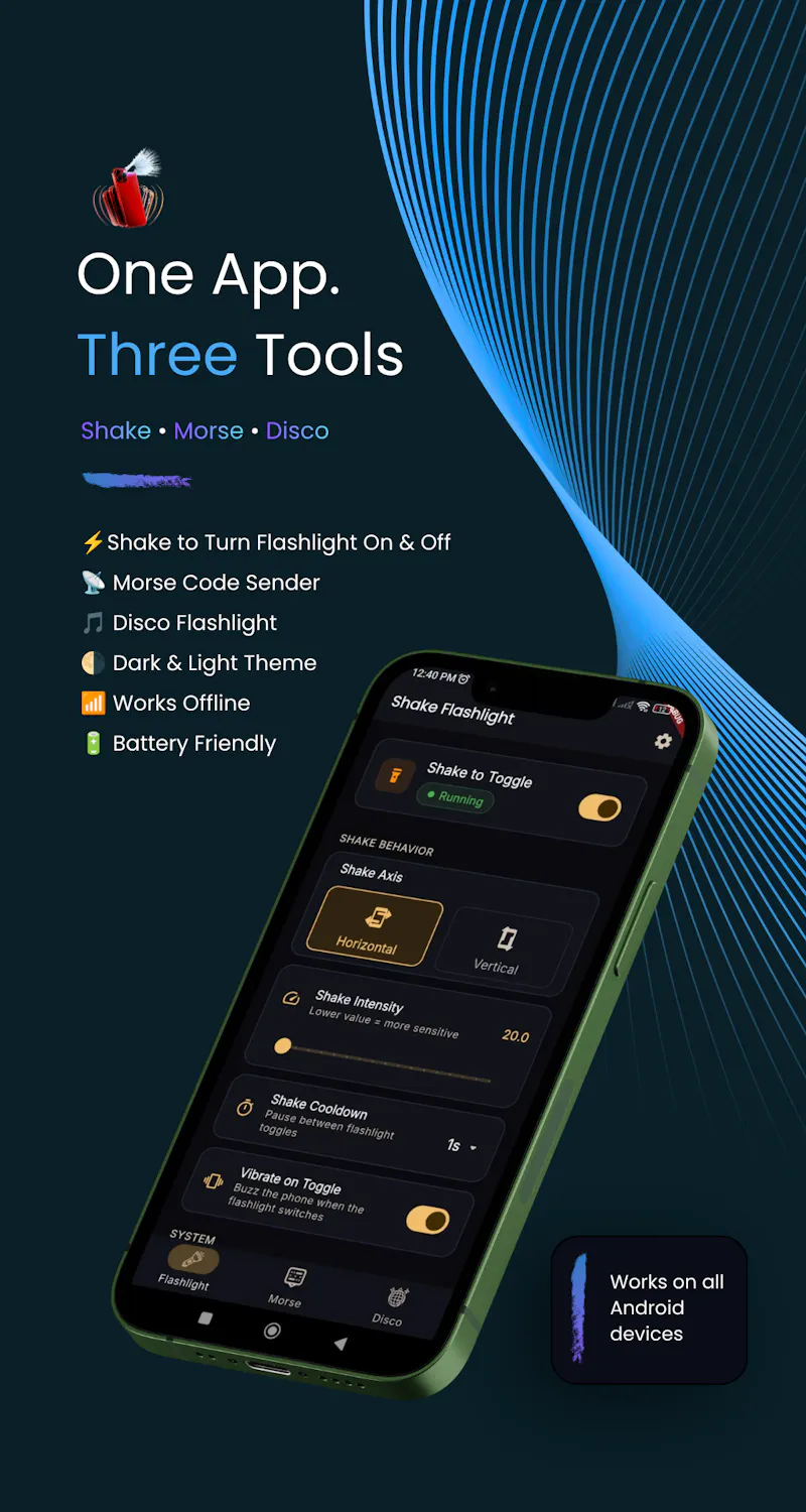 Shake Flashlight: Morse+Disco screenshot 2