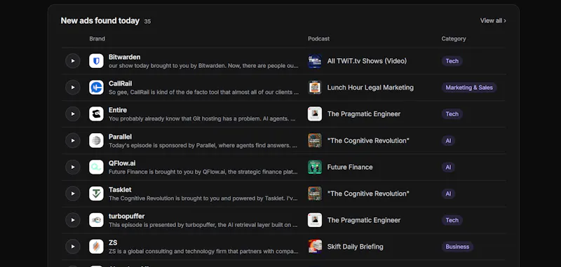 Podcast Ad Library screenshot 2