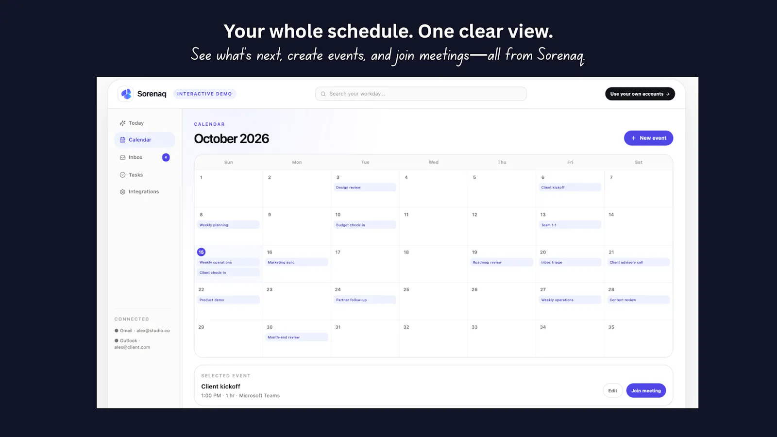 Sorenaq — Your workday, connected. screenshot 3