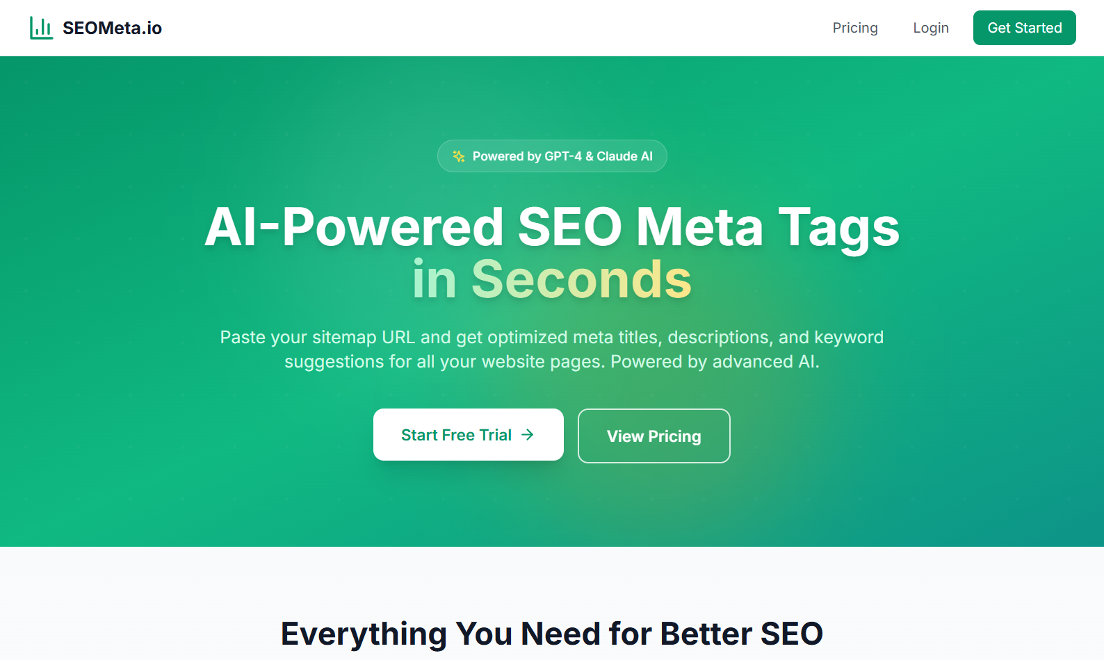 SEOMeta.io - Main product screenshot demonstrating key features and user interface