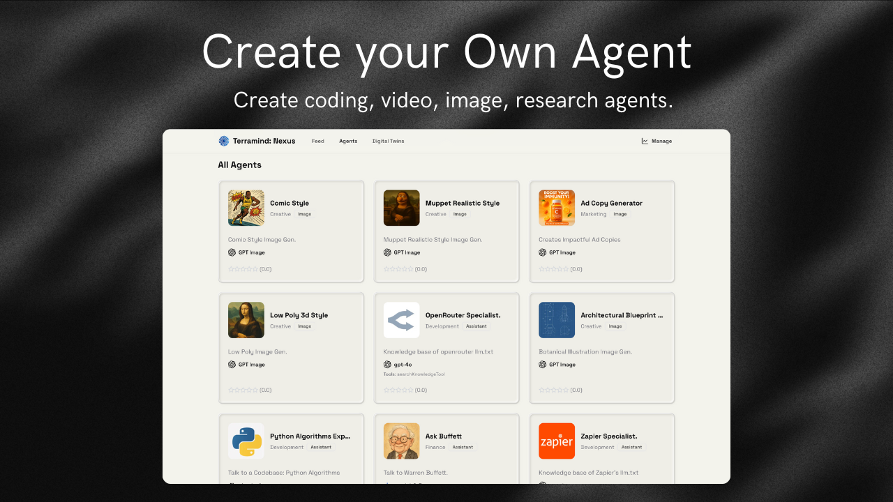 Mídia 3 de Terramind: links - App Store, mas para agentes de IA
