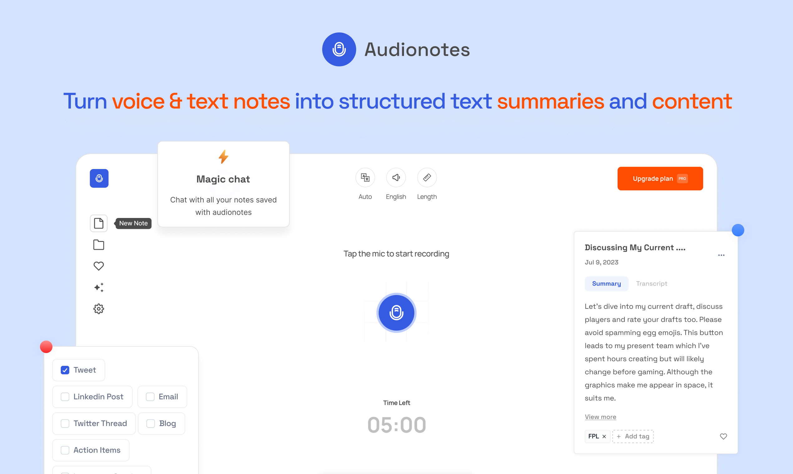 startuptile Audionotes Pro-Turn voice & text notes into structured summaries & content