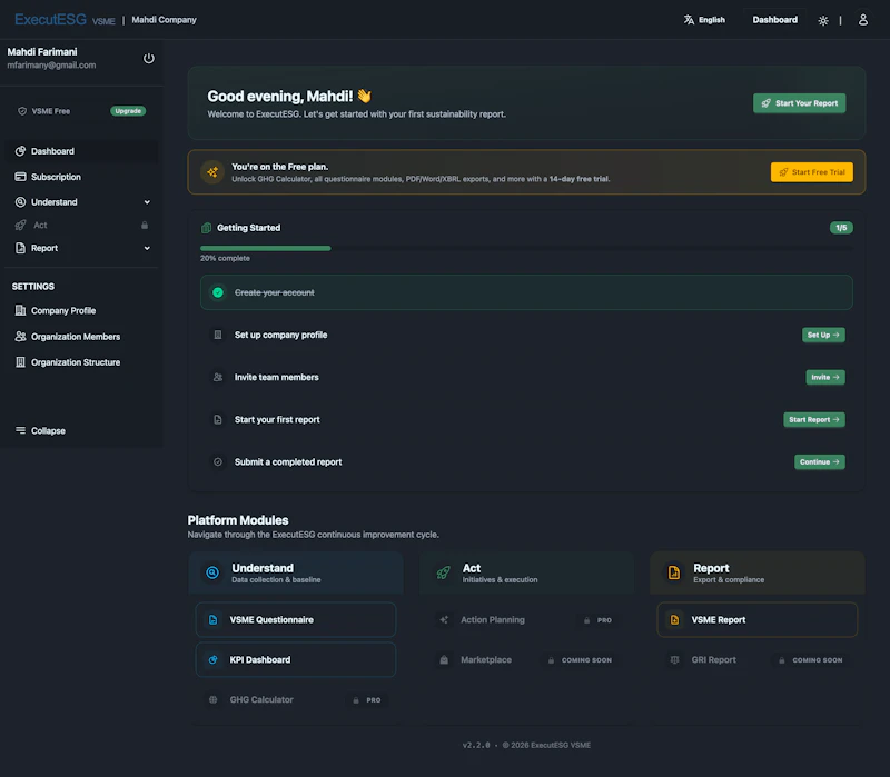 ExecutESG — Sustainability OS screenshot 1