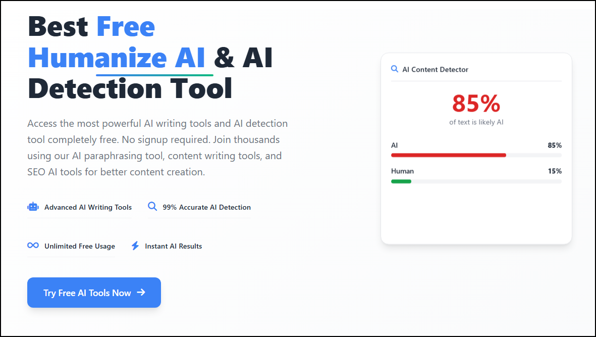 Média AiFreeTools.com - Meilleur outil de détection gratuit de l'humanisation de l'humanisation et de l'IA et plus encore 2