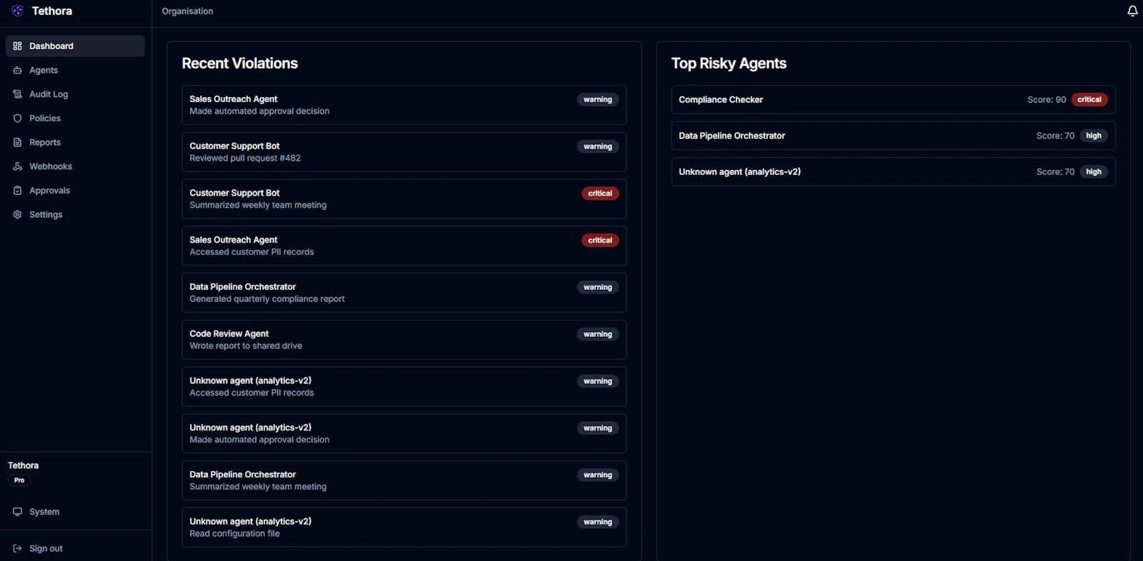 Tethora - AI agent governance screenshot 3