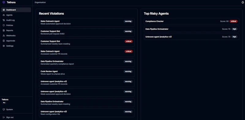 Tethora - AI agent governance screenshot 3