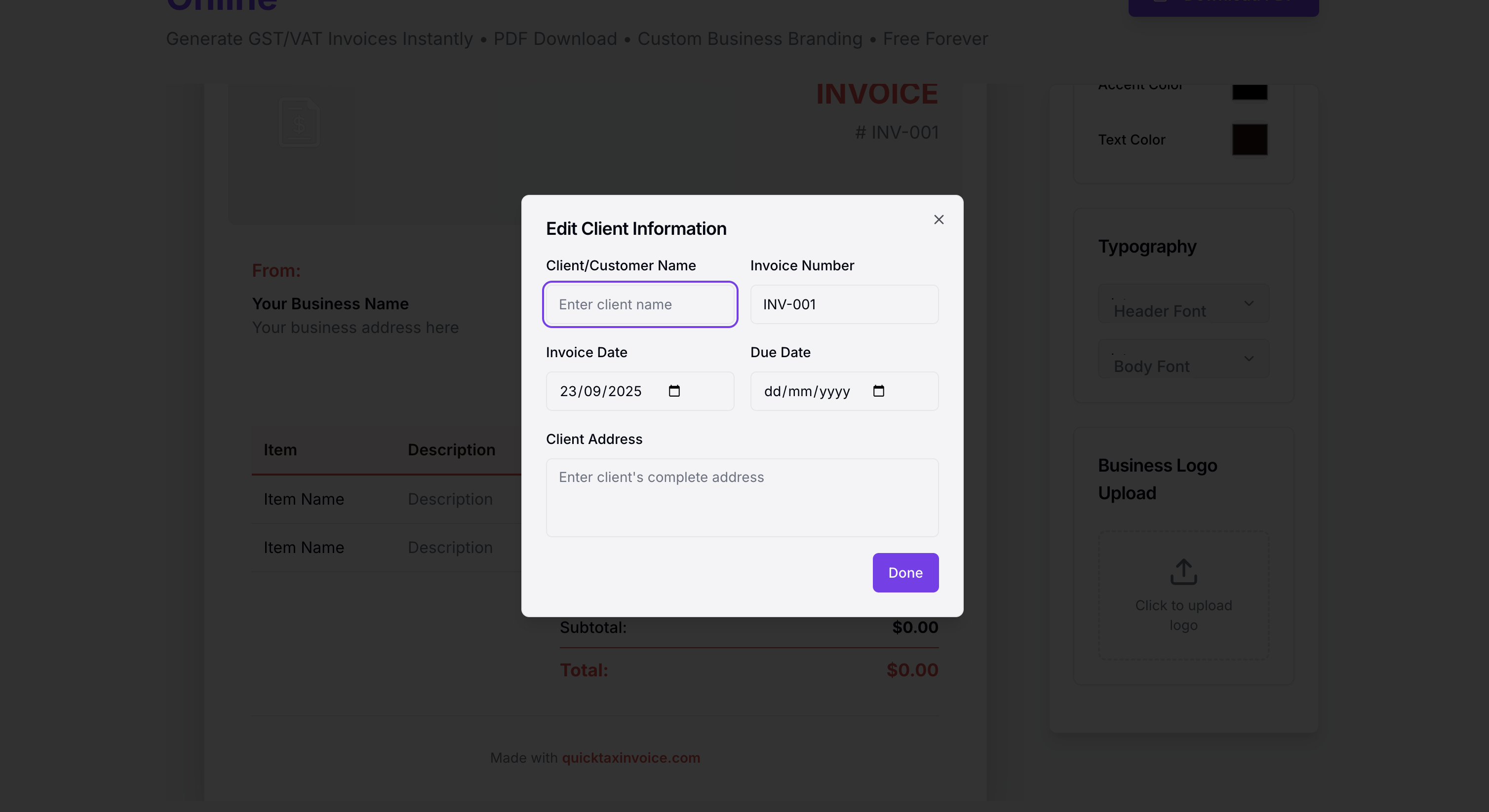 Média Quicktaxinvoice - Créer des factures de TPS / TVA en ligne 5