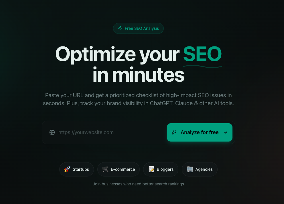 Lumio SEO - Main product screenshot demonstrating key features and user interface
